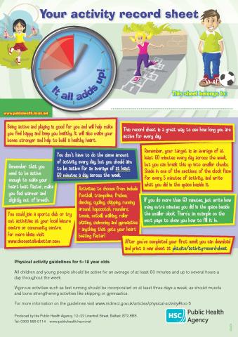 Your activity record sheet | HSC Public Health Agency
